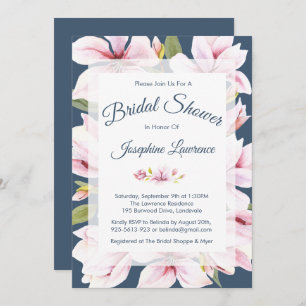 Elégant Magnolia Floral Douche nuptiale Invitation