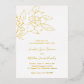 Elegant Magnolia Floral Engagement Party Gold Folie Uitnodiging (Voorkant)