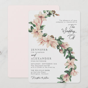 Elegant Magnolia Floral Eucalyptus Blush Wedding Kaart