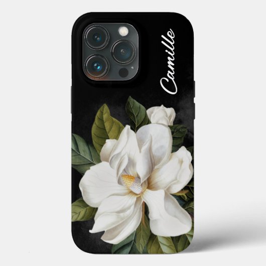 Elegant Magnolia Floral gepersonaliseerd Case-Mate iPhone Case (Achterkant)