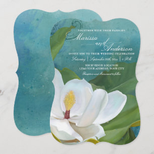 Elegant Magnolia Floral Modern Rustic Typografie Kaart
