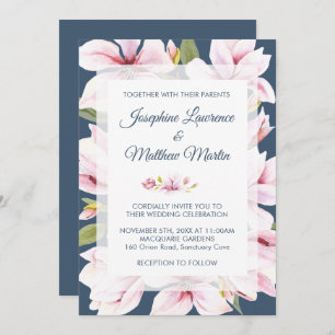 Elégant Magnolia Floral Wedding Invitations