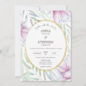 Elegant Magnolia Floral Wedding Kaart (Voorkant)