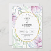 Elegant Magnolia Floral Wedding Kaart (Voorkant)