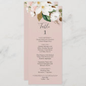 Élégant Magnolia | Menu Numéro de table rose (Devant / Derrière)
