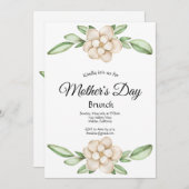 Elegant Magnolia Moederdag Brunch Uitnodiging (Voorkant / Achterkant)