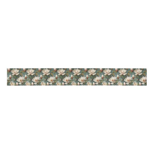 Elegant Magnolia Patroon Grosgrain Lint (Voorkant)