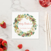 Elegant Magnolia, Pine and Berries Holiday Wreater Servet (Insitu)