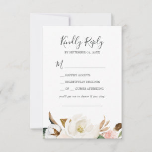 Elegant Magnolia   RSVP-kaart voor White Song Requ RSVP Kaartje