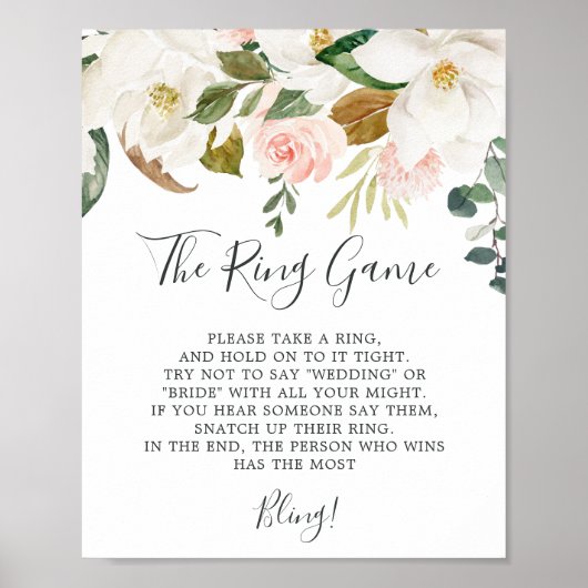 Elegant Magnolia The Ring Game Sign Poster (Voorkant)