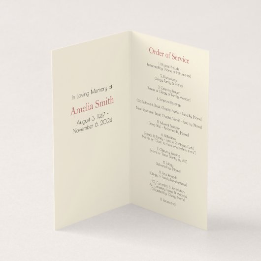 Elegant Magnolia Uitvaart Orde van Service Program Kaart (Binnen)