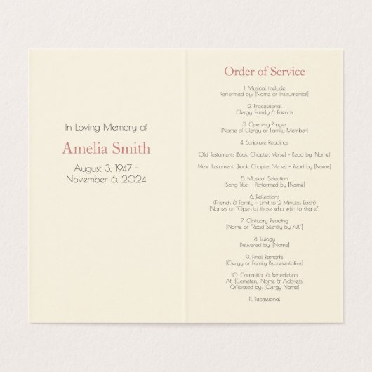 Elegant Magnolia Uitvaart Orde van Service Program Kaart (Binnenkant ongevouwen)