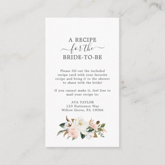 Elegant Magnolia | Verzoek om witte en zwarte ontv Informatiekaartje (Voorkant)