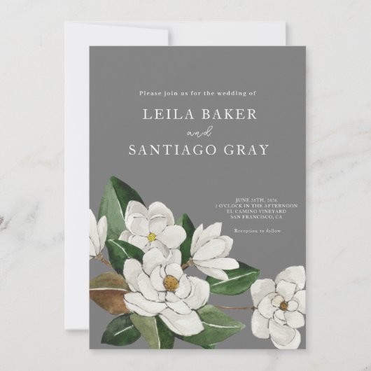 Elegant Magnolia Wedding Invitation (Voorkant)