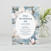 Elegant Magnolia Wedding Kaart (Staand voorkant)