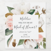 Elegant Magnolia | White Maid of Honor-voorstel Wijn Etiket (Enkel label)