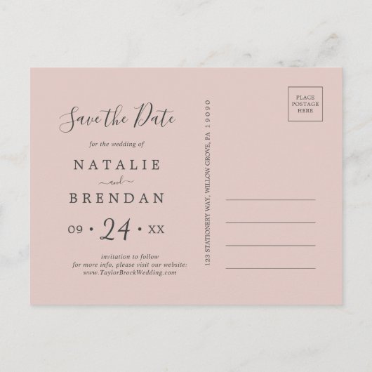 Elegant Magnolia | White Save the Date Briefkaart (Achterkant)