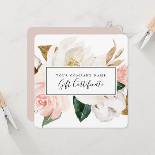 Elegant Magnolia   Wit en Blush Cadeaucertificaat Kaart