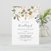 Elegant Magnolia | Wit en blush het huwelijk van Kaart (Staand voorkant)