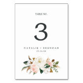 Elegant Magnolia | Wit en Blush Table Number Kaart (Achterkant)