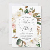 Elegant Magnolia | Wit en onduidelijk huwelijk Kaart (Voorkant)