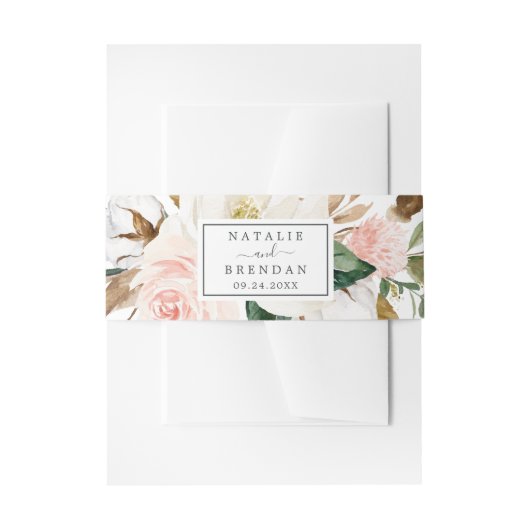 Elegant Magnolia | Wit en onduidelijk huwelijk Uitnodigingen Wikkel (Voorkant Voorbeeld)