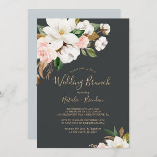 Elegant Magnolia   Zwart-witbruid Brunch Kaart