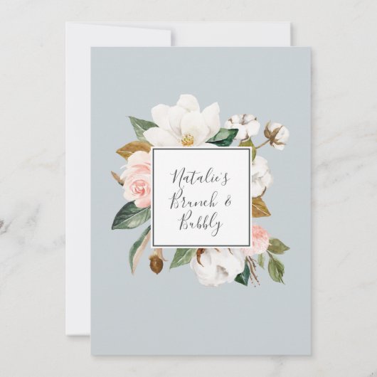 Elegant Magnolia | Zwart-witBrunch en bubbelig Kaart (Achterkant)