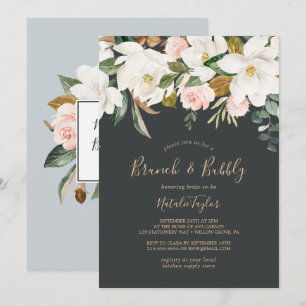 Elegant Magnolia   Zwart-witBrunch en bubbelig Kaart