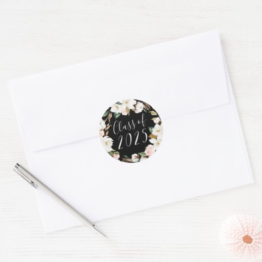 Elegant Magnolias Klasse 2022 Afstuderen Ronde Sticker (Envelop)