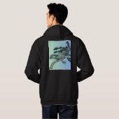 Elegant Magpie Bird and Bonsai Tree Japanese  Hoodie (Achterkant volledig)