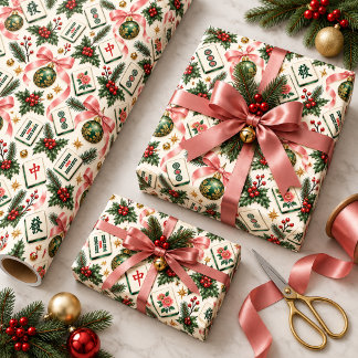Elegant Mahjong Kerst Inpakpapier
