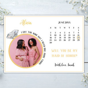 Elegant Maid of Honor Voorstel Foto Ring Kalender Kaart