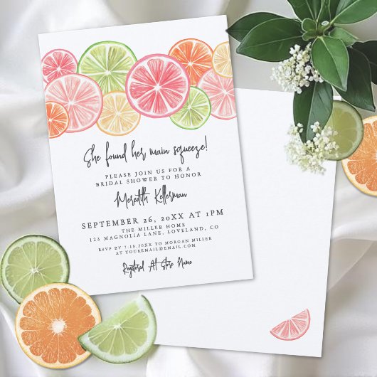 Elegant Main Squeeze Citrus Bridal Shower Kaart