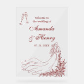 Elégant Main tiré Couple Mariage Bienvenue (Recto)