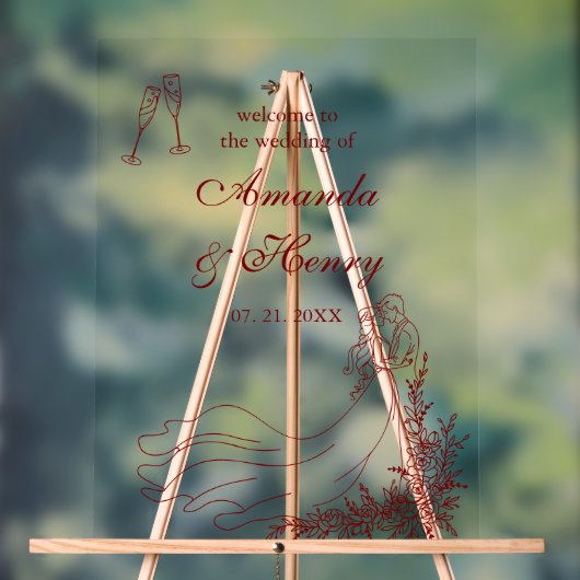 Elégant Main tiré Couple Mariage Bienvenue (Neutre)