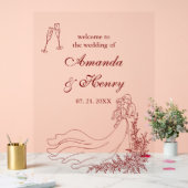 Elégant Main tiré Couple Mariage Bienvenue (Mariage)