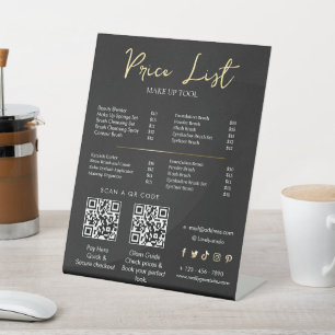 Elegant make-up artist prijslijst Sjabloon Schoo Reclamebord Met Voetstuk