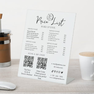 Elegant make-up artist prijslijst Sjabloon Schoo Reclamebord Met Voetstuk