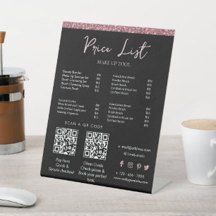 Elegant make-up artist prijslijst Sjabloon Schoo Reclamebord Met Voetstuk