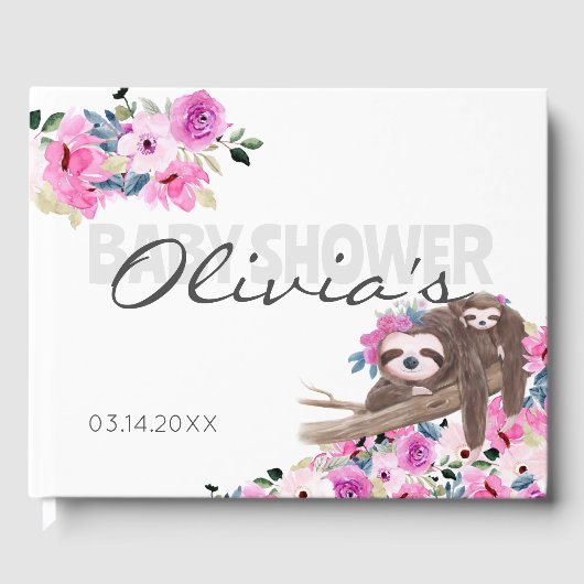 Elegant Maman Baby Sloth Baby shower livre d'invit (Recto)