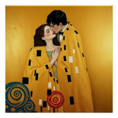 Elegant Man en vrouw zoenen ❤️ Nouveau Art Perfect Poster (Voorkant)