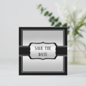 Elegant Man Silver & Black Verjaardag Save The Date (Staand voorkant)