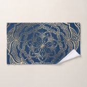 Elégant Mandala Art Boho Gold et Navy Blue Luxury (Serviette à main)