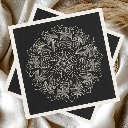 Elegant Mandala Boho Chic Indian Black Wedding Servet