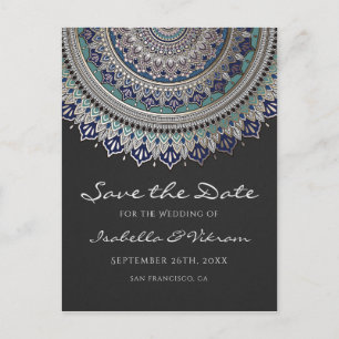 Elegant Mandala Bruiloft Save the Date Briefkaarte Aankondigingskaart