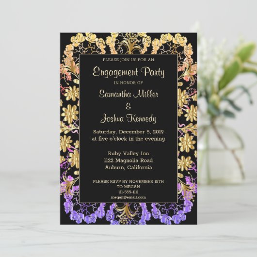 Elegant Mandala Engagement Party Kaart (Staand voorkant)