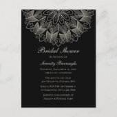 Elegant Mandala Indian Boho Black Bridal Shower Uitnodiging Briefkaart (Voorkant)