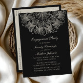 Elegant Mandala Indian Boho Black Engagement Party Uitnodiging Briefkaart
