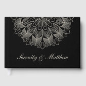 Elegant Mandala Indian Boho Chic Black Wedding Gastenboek (Voorkant)